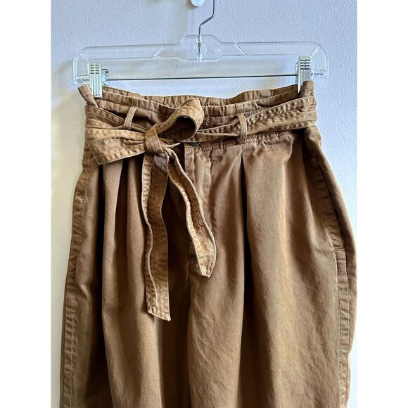 Free People - Brown Paperbag Pants With Belt Tapered Ankle - Size 8 - Picture 3 of 10
